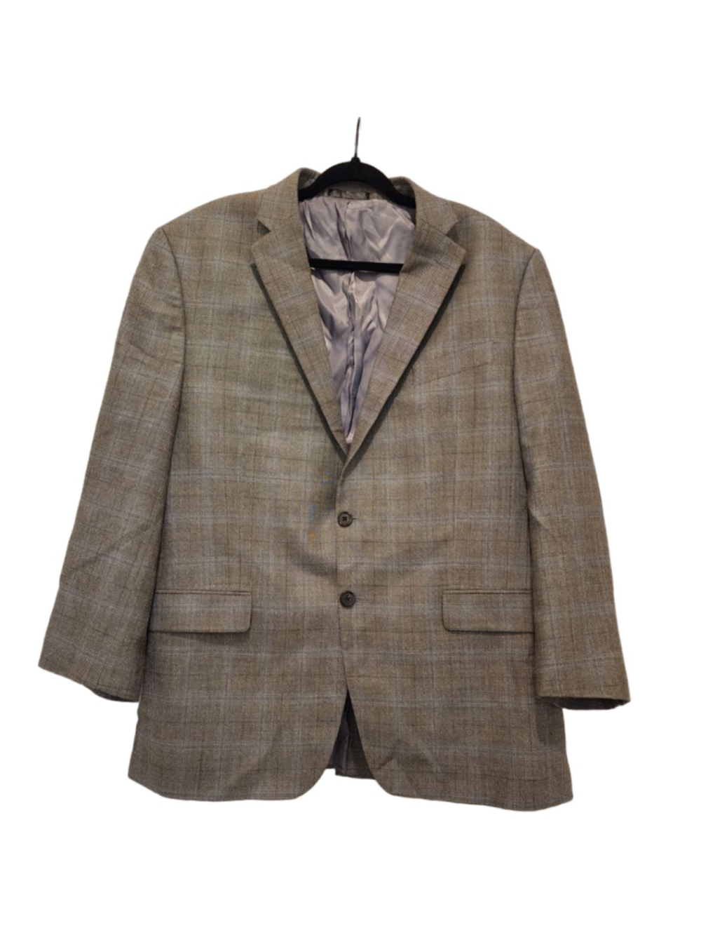 Lauren Ralph Lauren Sport Coat 44R Silk Wool Plaid Blazer Jacket Gray Brown 44